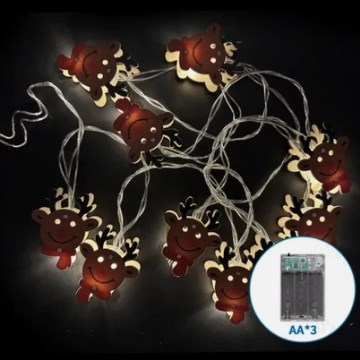 Aigostar - LED Ziemassvētku virtene 20xLED/3xAA 3m silti balta ziemeļbriedis