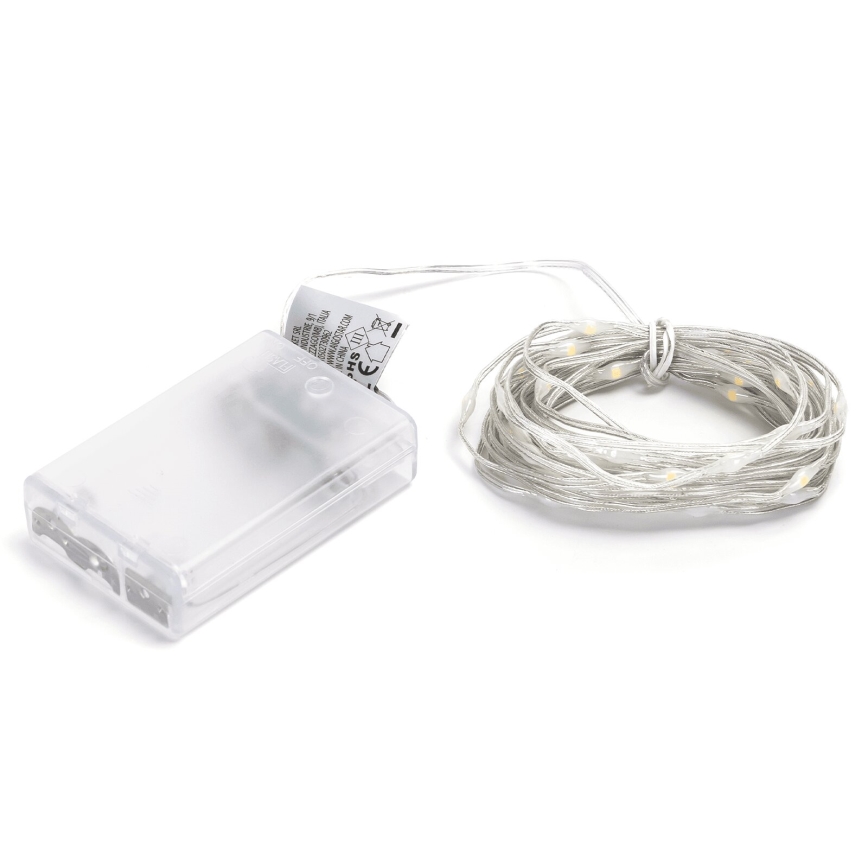 Aigostar - LED Ziemassvētku virtene 50xLED/3xAA 5,3 m silti balta