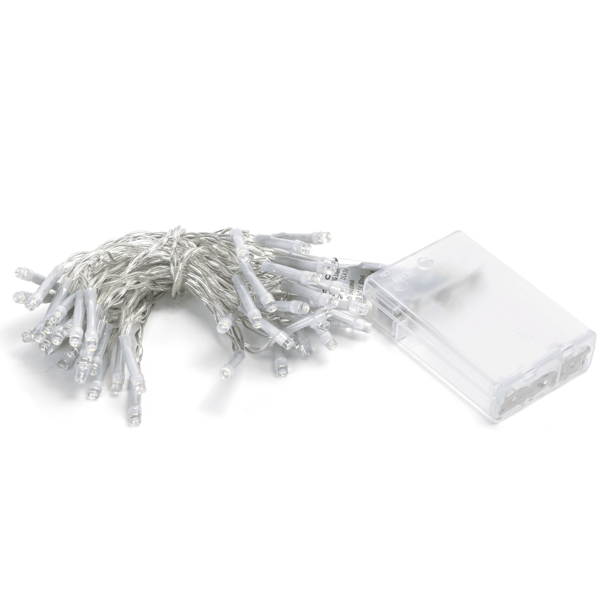 Aigostar - LED Ziemassvētku virtene 50xLED/3xAA 5,3m auksti balta