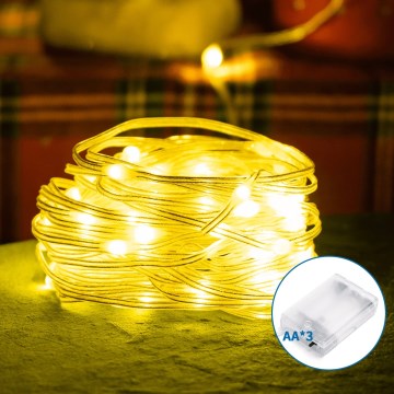 Aigostar - LED Ziemassvētku virtene 50xLED/3xAA 5,3m silti balta