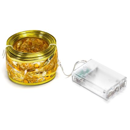 Aigostar - LED Ziemassvētku virtene 50xLED/3xAA, 5 m, siltā balta, zelta