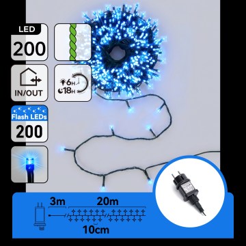 Aigostar - LED Ziemassvētku virtene ārējam lietojumam 200xLED 23m IP44 zila