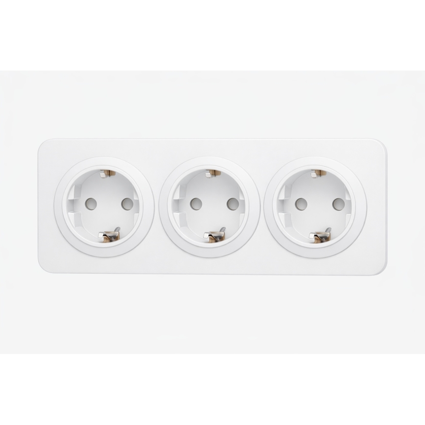 Aigostar - Mājas kontaktligzda ar rāmi 3Z SCHUKO 250V/16A balta