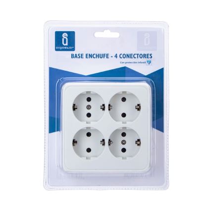 Aigostar - Mājas SCHUKO kontaktligzda, 4 ligzdas, 250 V/16 A