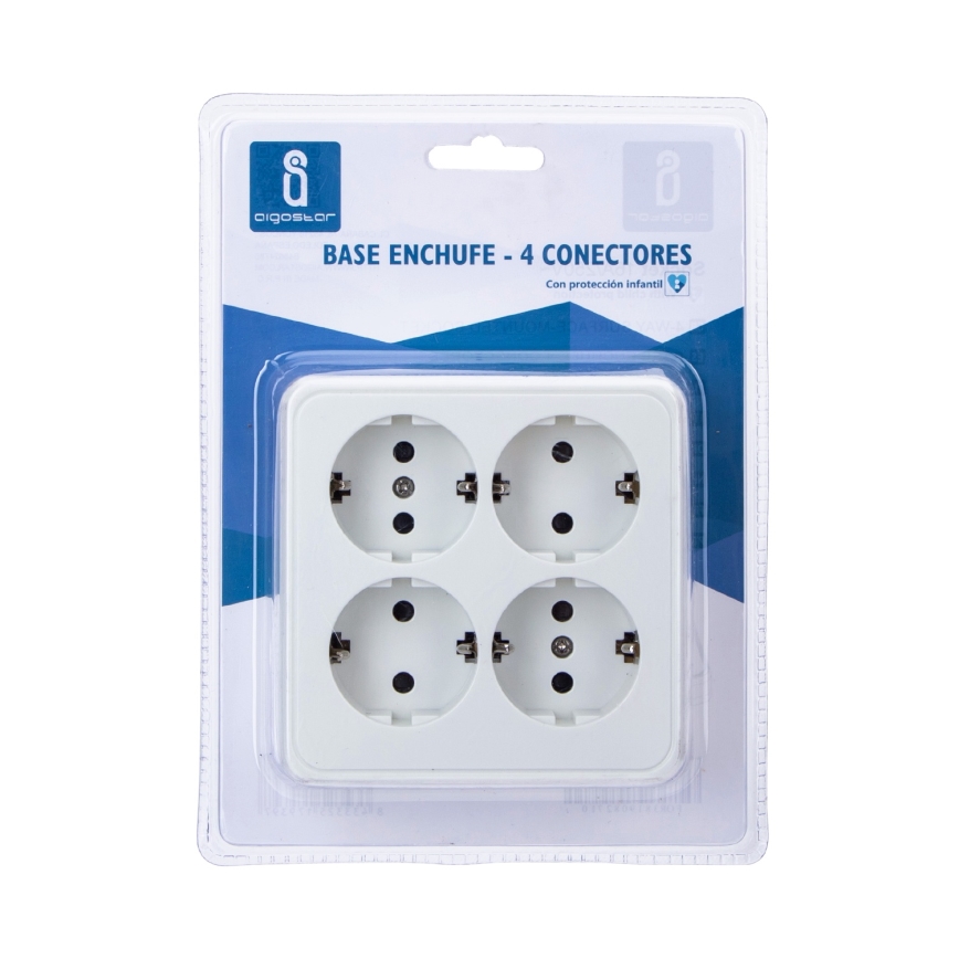 Aigostar - Mājas SCHUKO kontaktligzda, 4 ligzdas, 250 V/16 A
