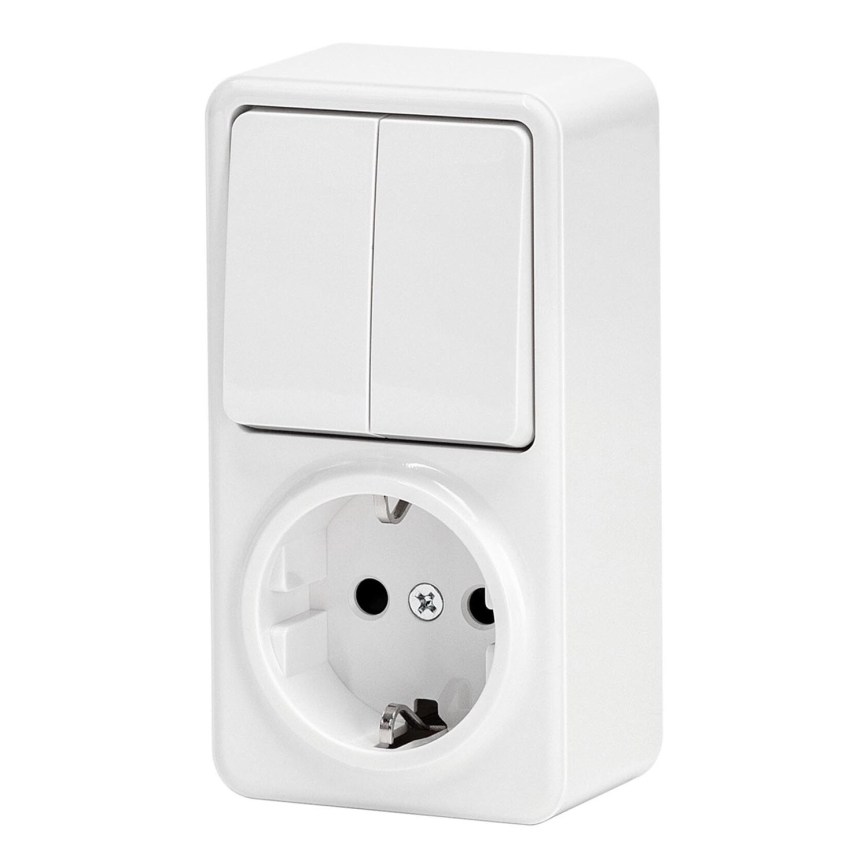 Aigostar - Mājas slēdzis 2P ar kontaktligzdu 1x10A/250V