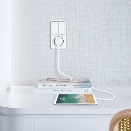 Aigostar - Mājas slēdzis 2P ar kontaktligzdu 1x10A/250V