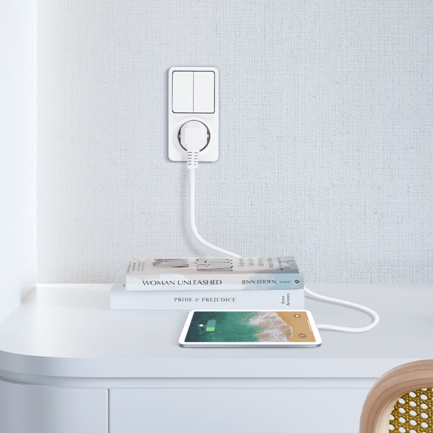Aigostar - Mājas slēdzis 2P ar kontaktligzdu 1x10A/250V