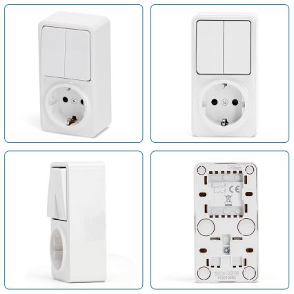 Aigostar - Mājas slēdzis 2P ar kontaktligzdu 1x10A/250V