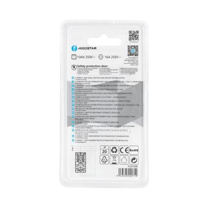 Aigostar - Mājas slēdzis 2P ar kontaktligzdu 1x10A/250V