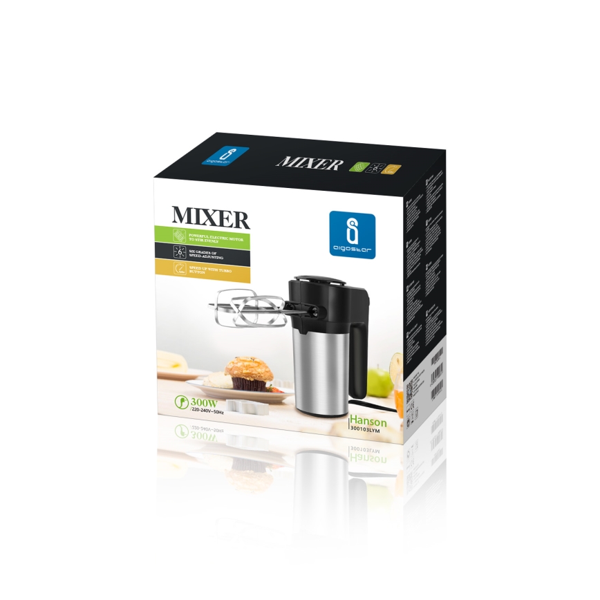 Aigostar - Mikseris 300W/230V melna/hroms