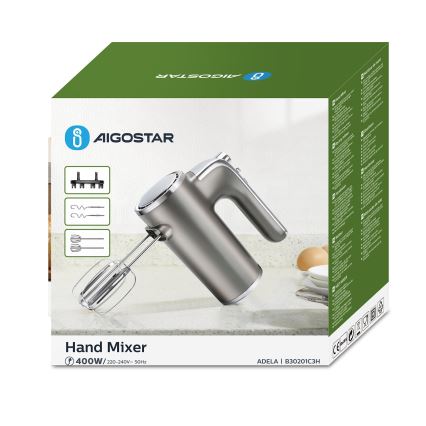Aigostar - Mikseris 400W/230V pelēka/hroms