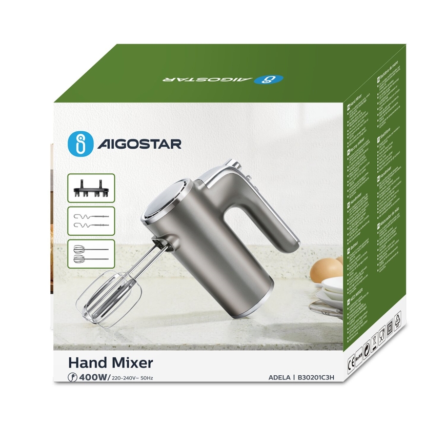 Aigostar - Mikseris 400W/230V pelēka/hroms