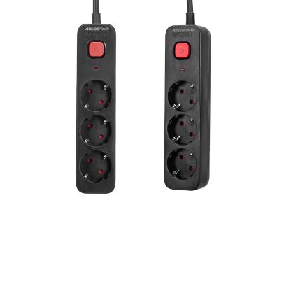 Aigostar - Pagarinātāja vads ar slēdzi 3Z 1,5m melna