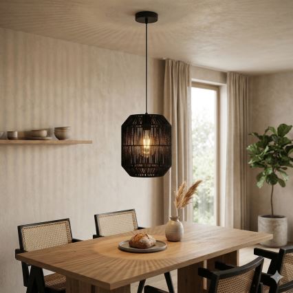 Aigostar - pakaramais gaismeklis ar vadu 1xE27/60W/230V melns, diam. 23 cm