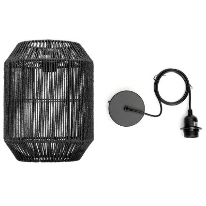 Aigostar - pakaramais gaismeklis ar vadu 1xE27/60W/230V melns, diam. 23 cm