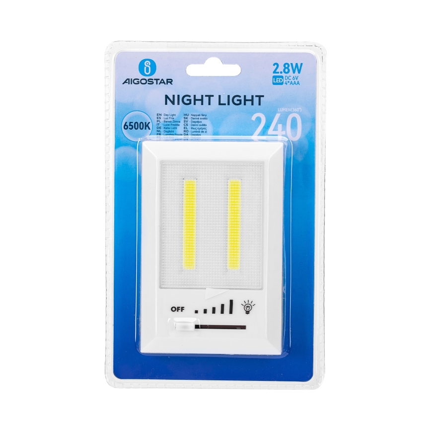 Aigostar - Pārnēsājams LED nakts gaismeklis LED/4xAAA 6500K