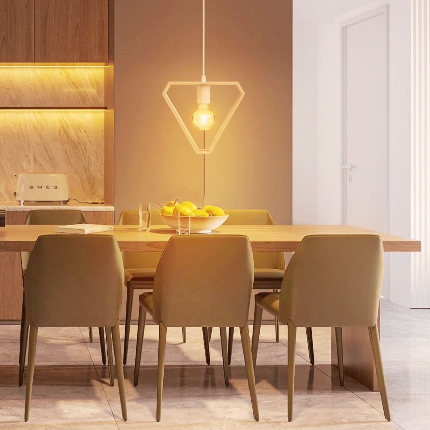 Aigostar - Piekaramā lampa ar vadu 1xE27/60W/230V bēšā krāsā