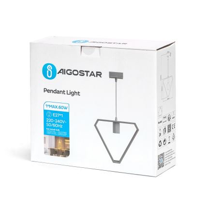 Aigostar - Piekaramā lampa ar vadu 1xE27/60W/230V bēšā krāsā