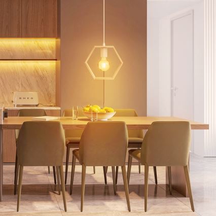 Aigostar - Piekaramā lampa uz vada 1xE27/60W/230V bēša