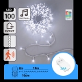 Aigostar - regulējama LED āra Ziemassvētku virtene ar kustības sensoru 100xLED/3xAA 12m auksti balta + ar tālvadības pulti