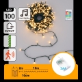 Aigostar - Regulējama LED āra Ziemassvētku virtene ar kustības sensoru 100xLED/3xAA 12m silti balta + tālvadība