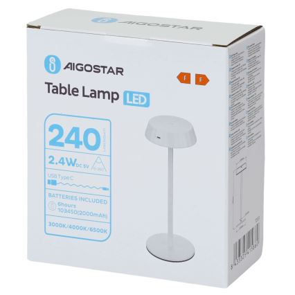 Aigostar - regulējama LED galda lampa AMBIENT LED/2,4W/5V 3000-6500K balta