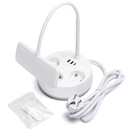 Aigostar - regulējama LED galda lampa ar kontaktligzdām un USB LED/4,6W/230V 3000/4000/6500K balta