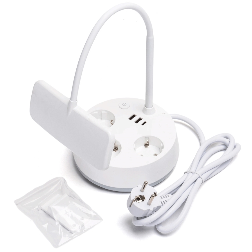 Aigostar - regulējama LED galda lampa ar kontaktligzdām un USB LED/4,6W/230V 3000/4000/6500K balta
