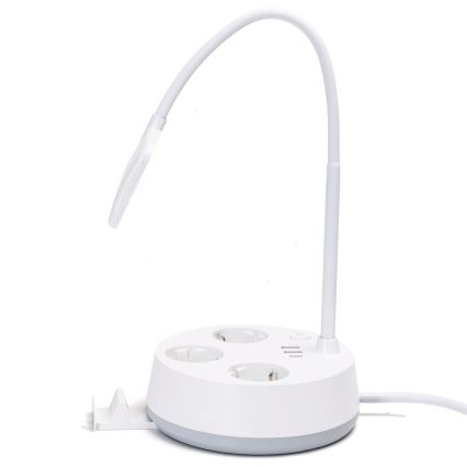 Aigostar - regulējama LED galda lampa ar kontaktligzdām un USB LED/4,6W/230V 3000/4000/6500K balta