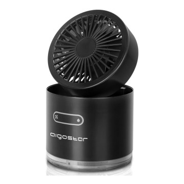 Aigostar - RGB Bezvadu mini galds ventilators ar miglas efektu MIST 10W/5V melna
