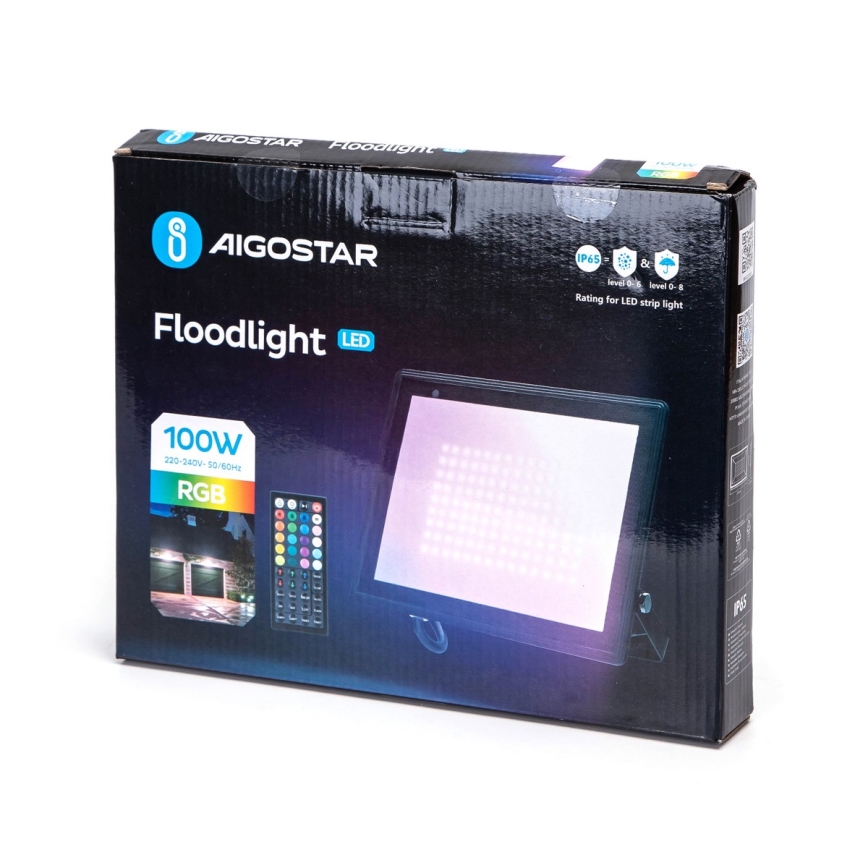 Aigostar - LED RGB regulējams prožektors LED/100W/230V IP65 + tālvadības pults