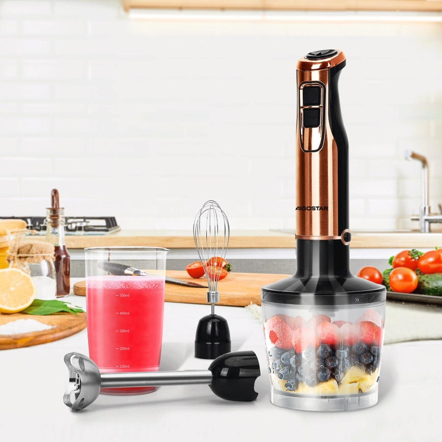 Aigostar - Rokas blenderis 1000W/230V roze zelta