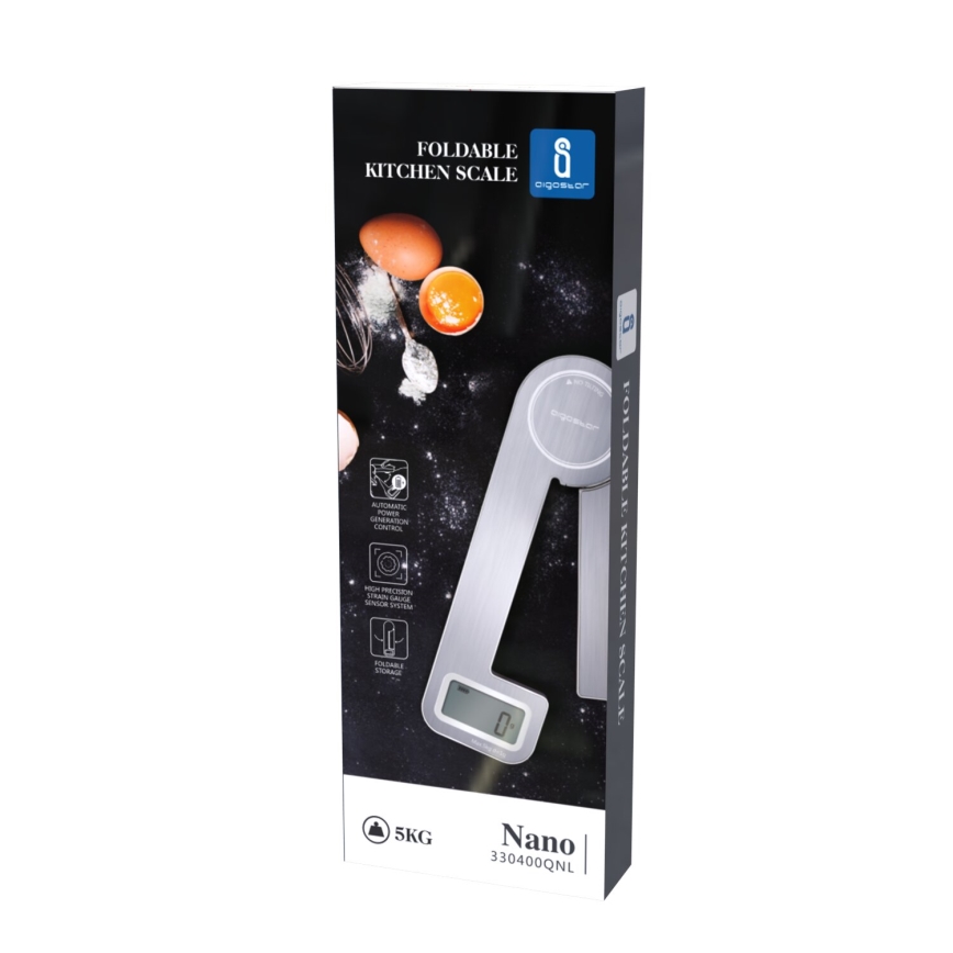 Aigostar - Saliekami virtuves svari 5kg hroms