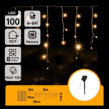 Aigostar - Saules darbināma LED Ziemassvētku virtene 100xLED/8 režīmi 8x0,6m 800 mAh IP65 siltā balta