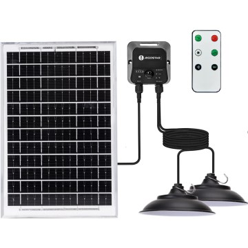 Aigostar - Saules LED gaismeklis ar sensoru 2xLED/35W/12V 6000 mAh 6500K IP65 Ø15 cm + tālvadības pults