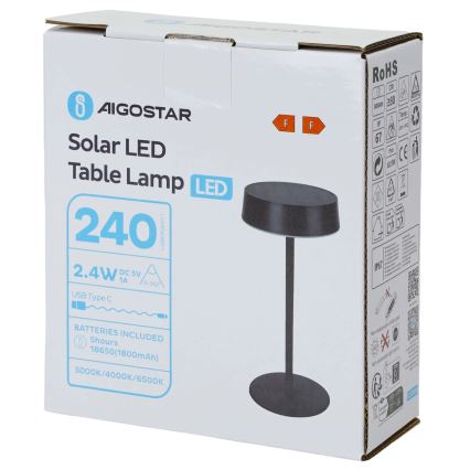 Aigostar - LED saules lampa LED/2,4W/5V IP44 1800 mAh