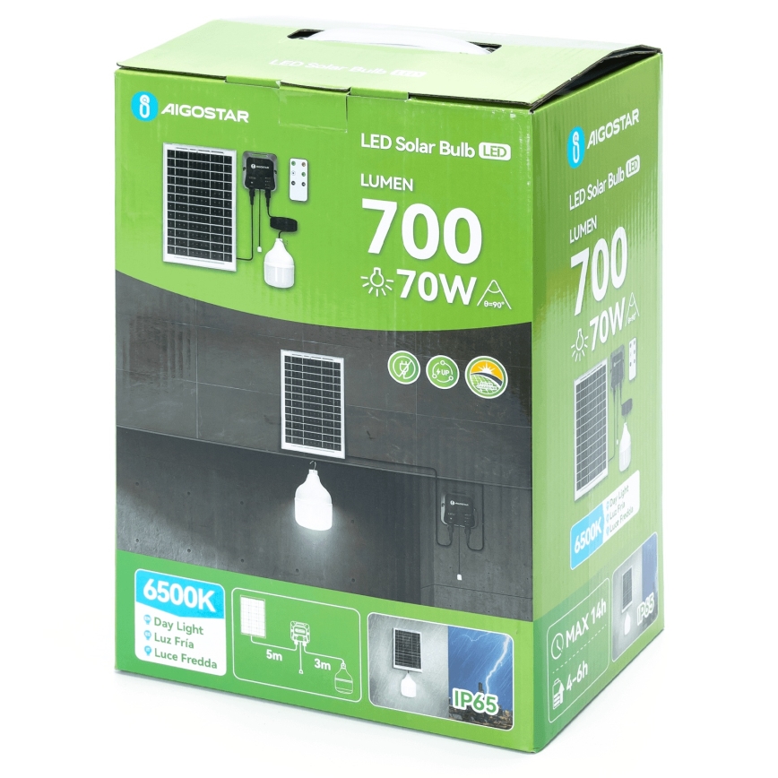 Aigostar - LED saules lustra LED/70W/12V 6000 mAh 6500K IP65 Ø 12 cm + tālvadības pults