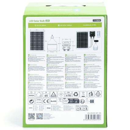 Aigostar - LED saules lustra LED/70W/12V 6000 mAh 6500K IP65 Ø 12 cm + tālvadības pults