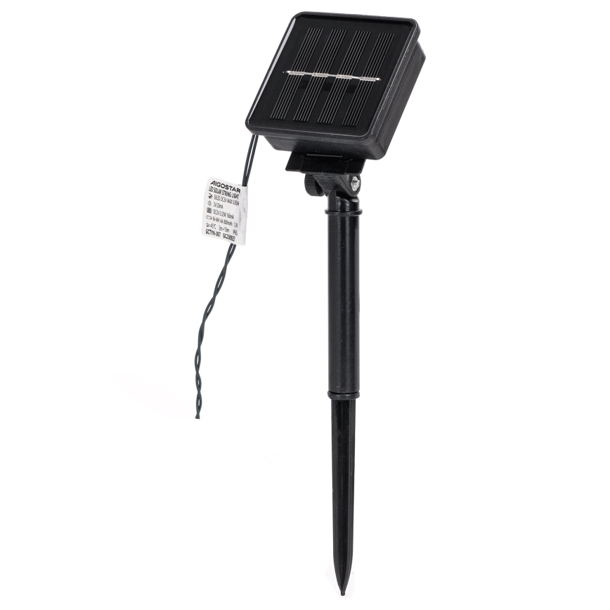 Aigostar - LED saules virtene 50 LED/8 funkcijas 12 m 800 mAh IP65 silti balta