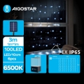 Aigostar - Saules LED Ziemassvētku virtene 100xLED/8 funkcijas 4x1m 800 mAh IP65 auksti balta
