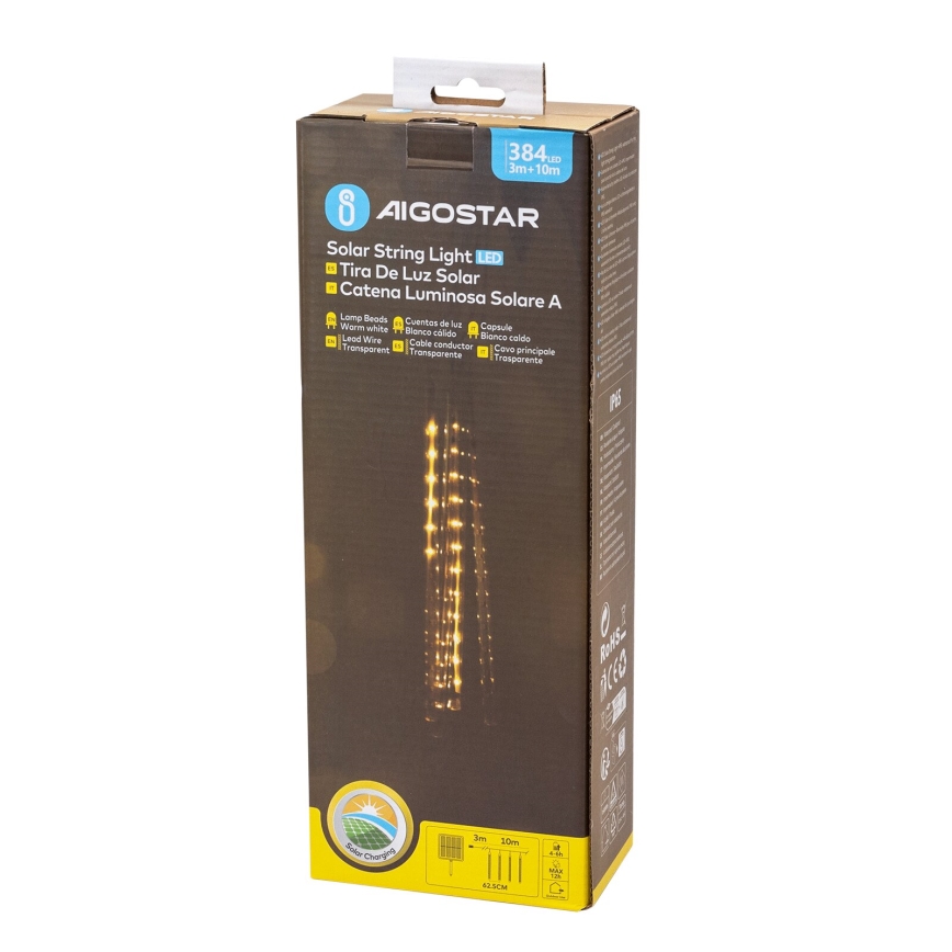 Aigostar - LED saules Ziemassvētku virtene 384xLED/13m 1200 mAh IP65 silti balta