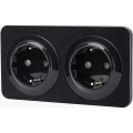 Aigostar - Sienas kontaktligzda ar rāmi 2Z SCHUKO 250V/16A melna
