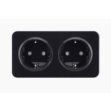 Aigostar - Sienas kontaktligzda ar rāmi 2Z SCHUKO 250V/16A melna