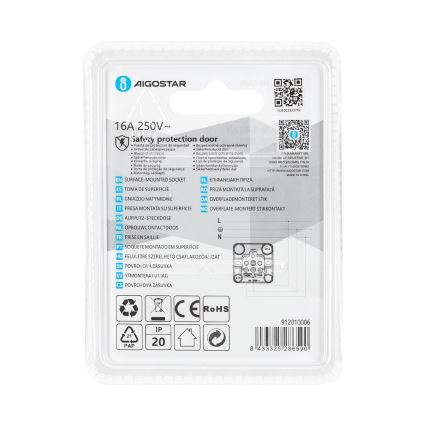 Aigostar - Sienas kontaktligzda SCHUKO 250V balta
