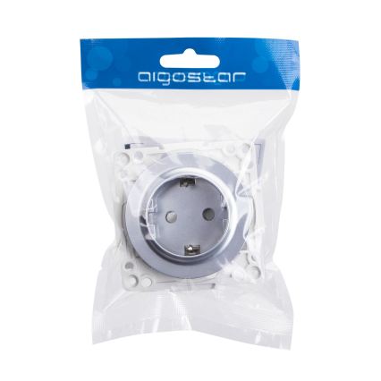 Aigostar - Sienas SCHUKO kontaktligzda bez rāmja 250V/16A sudraba