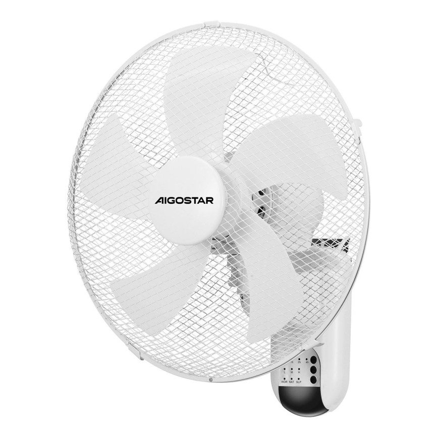 Aigostar -  Sienas ventilators 45W/230V balta + tālvadības pults