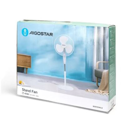 Aigostar - Statīva ventilators 40W/230V balta