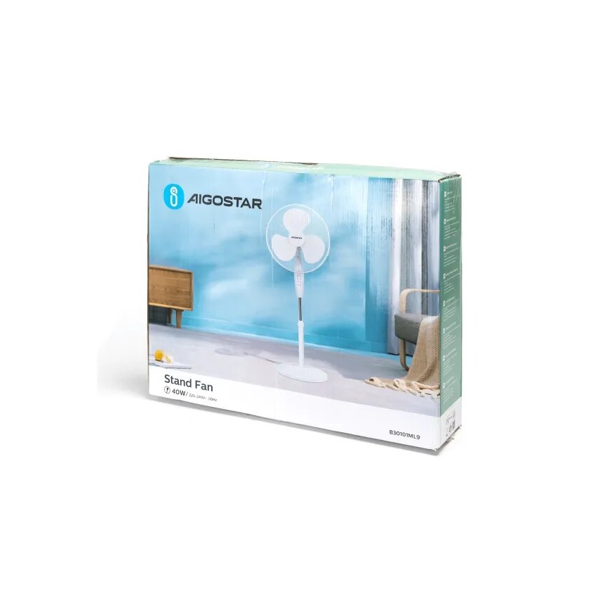 Aigostar - Statīva ventilators 40W/230V balta