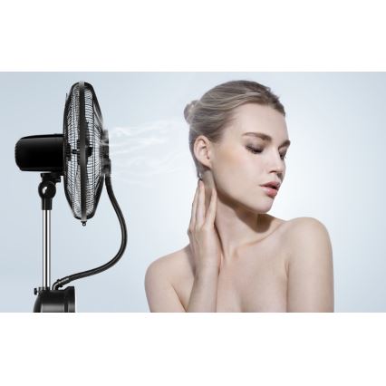 Aigostar - Statīva ventilators ar miglas efektu 95W/230V melna/pelēka + tālvadības pults